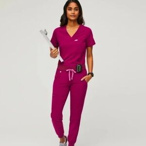 Figs Raspberry Sorbet Catarina Scrub Top